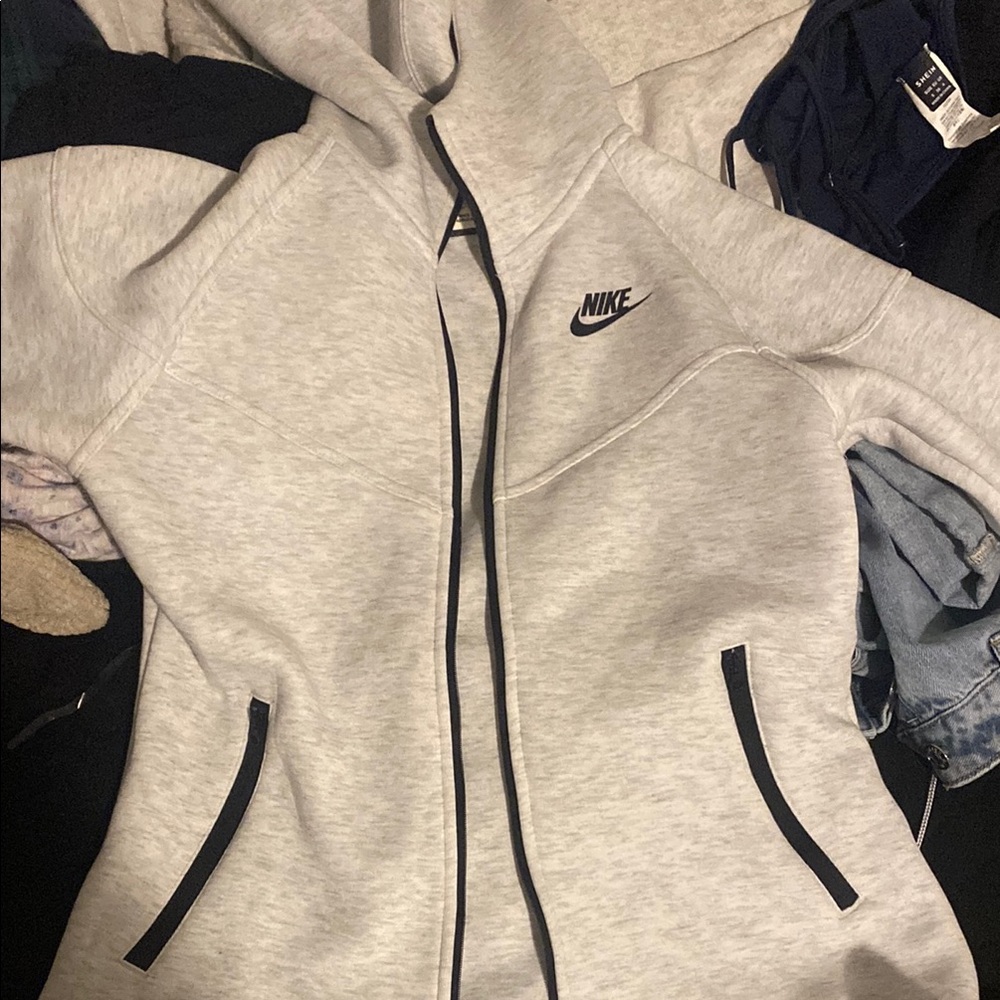 Nike Gray and Black Zip-Up Jacket with Hood